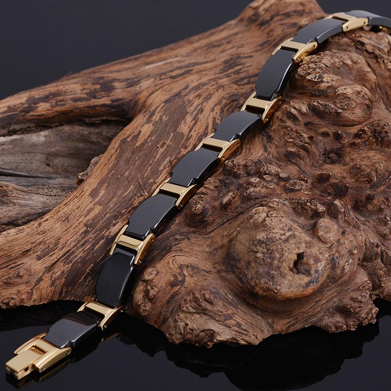 Ювелирные изделия из нержавеющей стали золотого цвета, классические керамические цепочки шириной 10 мм, магнитный браслет для здоровья, мужские браслеты дружбы