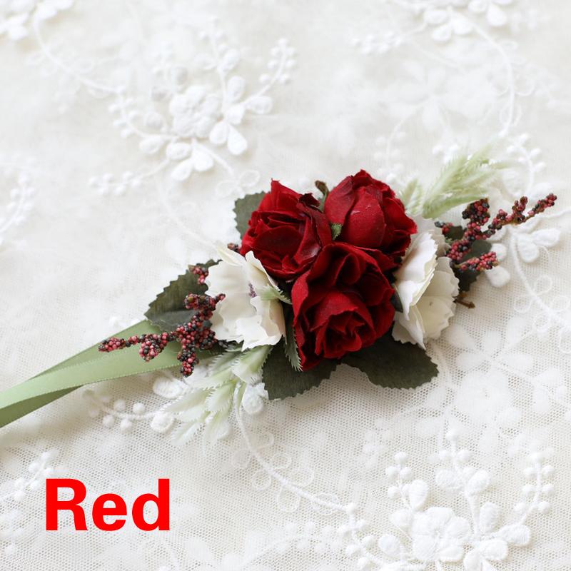 1 шт., корсаж на запястье для вечеринки, искусственные цветы, бутоньерка для жениха, цветок на запястье невесты, подружки невесты