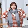 Solid Color Scarf Women's Winter Tassel Red Scarf Shawl Men's Thick Warm Autumn and Winter Wool Cashmere Scarf