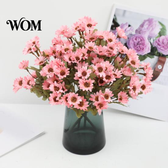 Decorative Silk Flowers for Wedding Artificial Daisy Flowers, Realistic Plastic Floral Arrangements, Reusable Faux Flower Bouquet, Office Maintenance