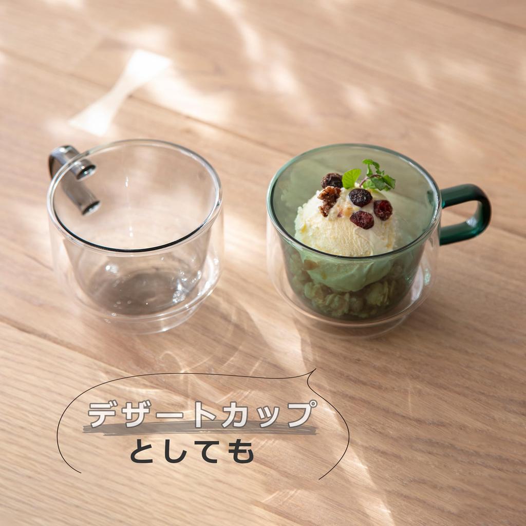 365methods HARIO COLORS Double-Walled Mug, Heat-Resistant Glass, Dishwasher Safe, Gray