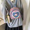 Plaid Canvas Bag Women's 2025 Summer New Trendy Fashion College Style Backpack Cartoon Cute Backpack