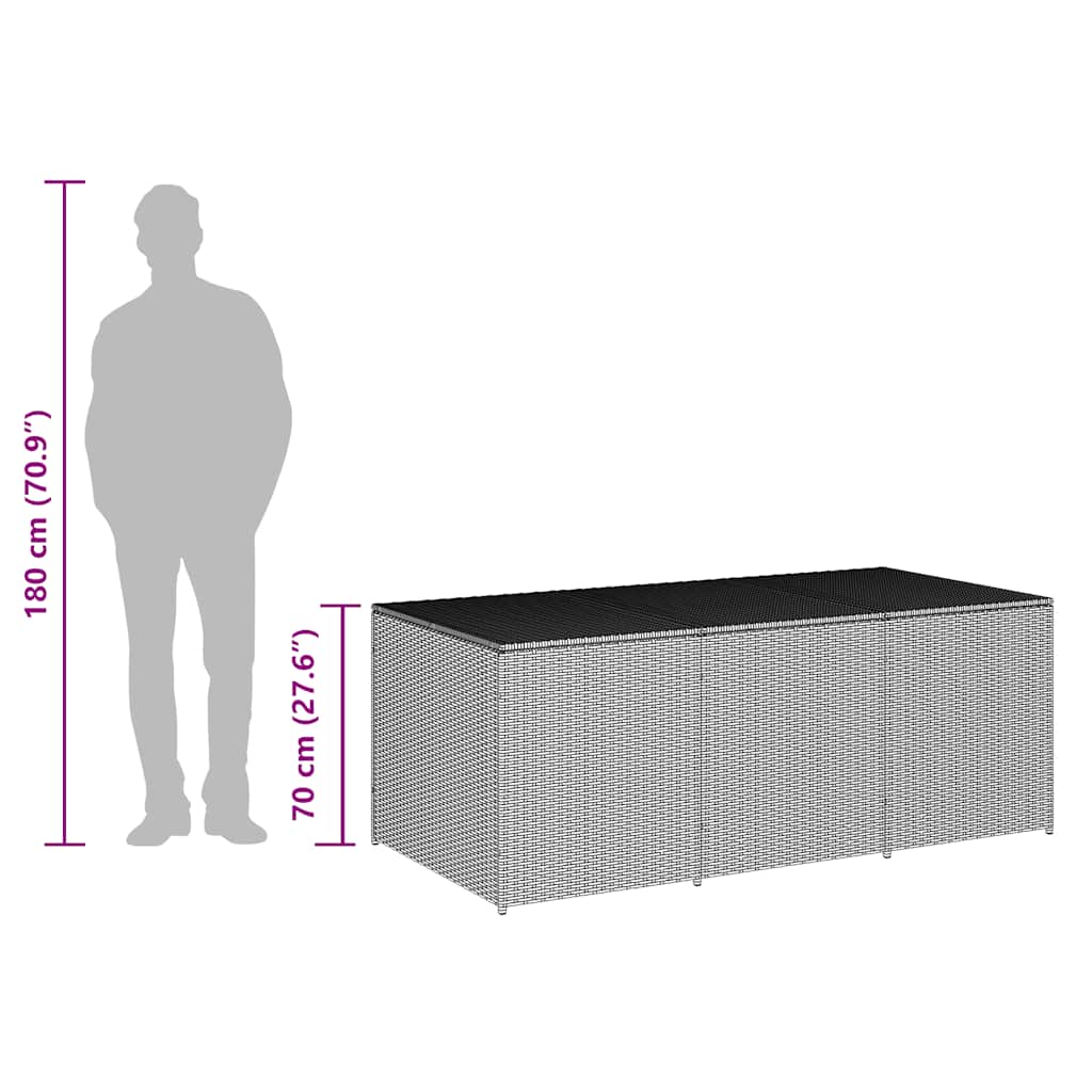 Garden Storage Box Poly Rattan 180 x 90 x 70 cm Grey