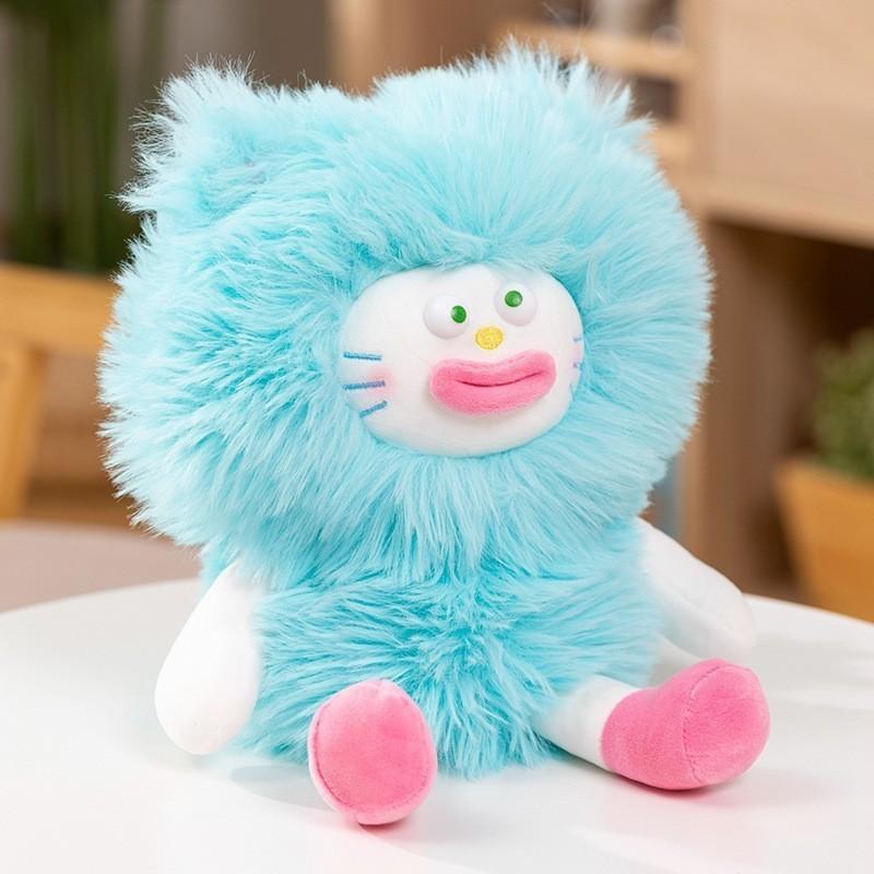 Причудливая длинношерстная плюшевая игрушка Милая подушка для детей Синий кот Набивная игрушка из ПП хлопка
