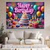 Birthday Party Backdrop Colorful Polyester Banner Photo Booth Decoration 16