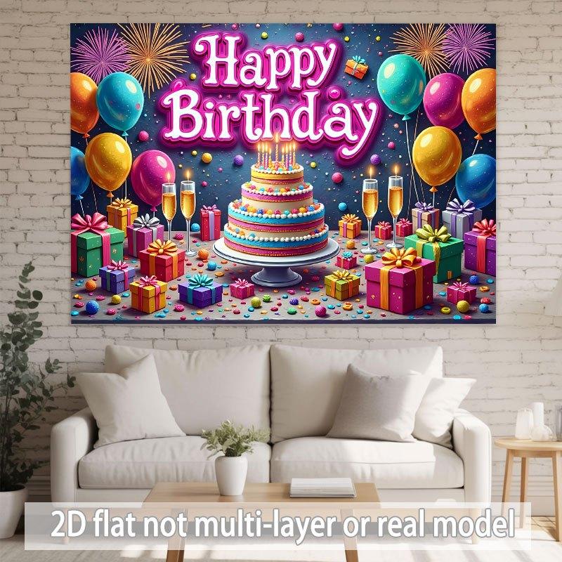 Birthday Party Backdrop Colorful Polyester Banner Photo Booth Decoration 16