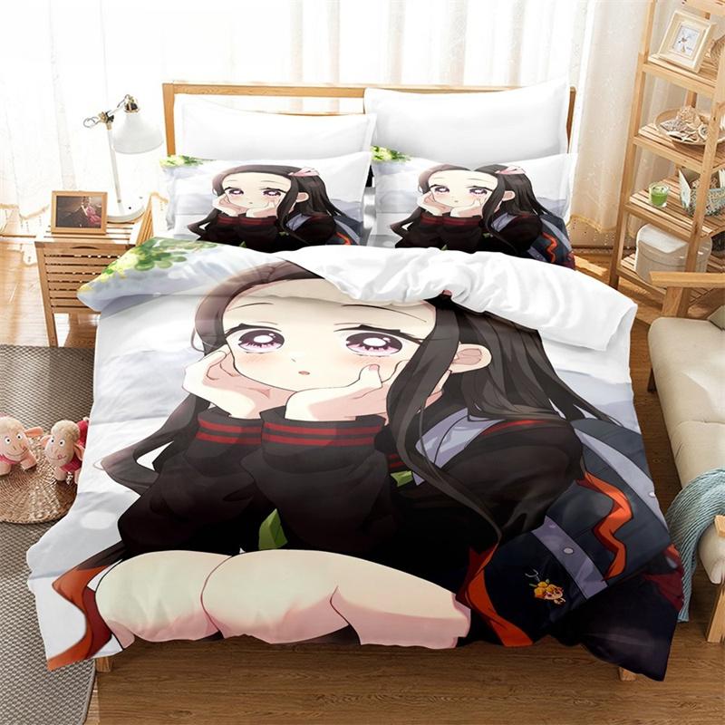Новый аниме Kamado Nezuko пододеяльник Demon Slayer комплекты постельного белья для детей мальчиков девочек постельное белье Queen King Full Twin Single Size комплекты