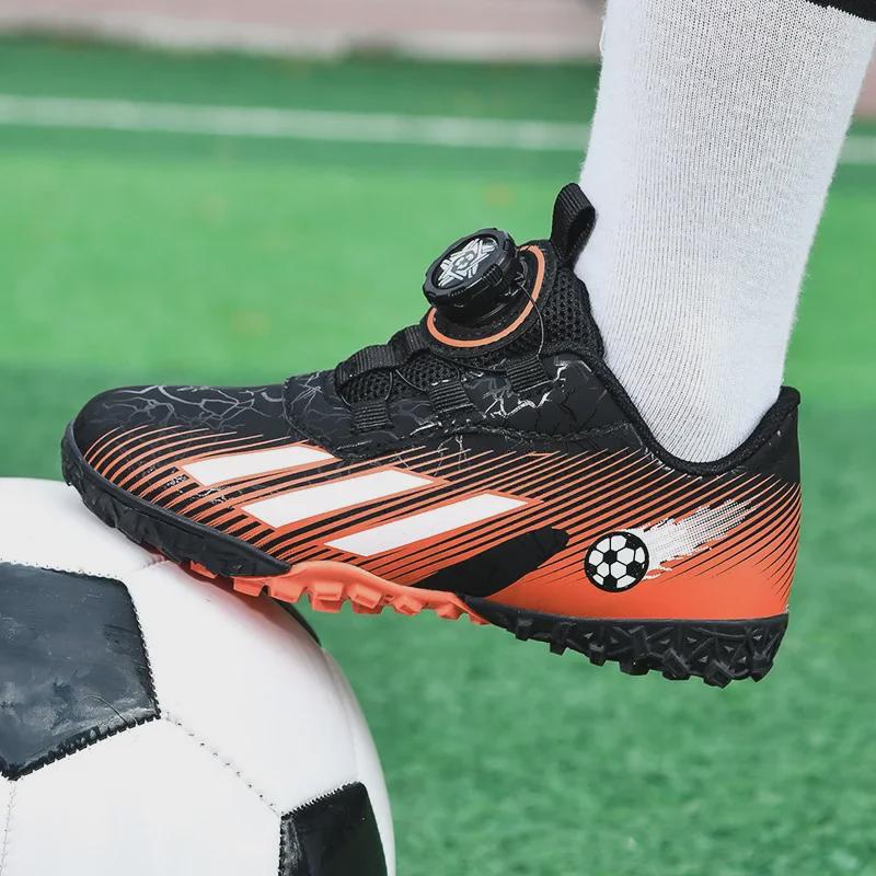 Kids' Low-Top Football Training Shoes with Rotating Buckle
