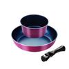 Pearl Metal Stack Plus Blue Diamond Coated IH Compatible 3-Piece Cookware Set B, Red, HB-5627
