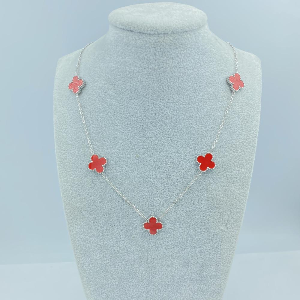 13MM Titanium Steel 5 Flowers Necklace Fashion Titanium Steel Four Leaf Clover Ladies Necklace