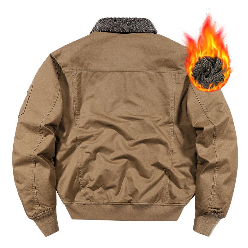 Мужская зимняя теплая куртка-пилот высокого класса из плюша, пальто из овечьего флиса, рабочая одежда из хлопка