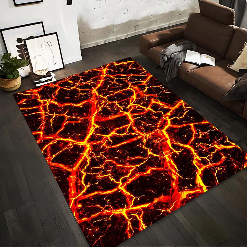 Fiery Lava Pattern Designed floor mat, suitable as a non-slip mat for the living room or bedroom sofa