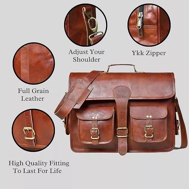 Мужская кожаная сумка-мессенджер для ноутбука ручной работы через плечо