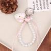 Y2K Aesthetic Pearl Bow Hello Kitty Keychain Pendant Trendy Cute Sweet Kt Cat Keyring Bag Charms Key Holder For Girls Gift