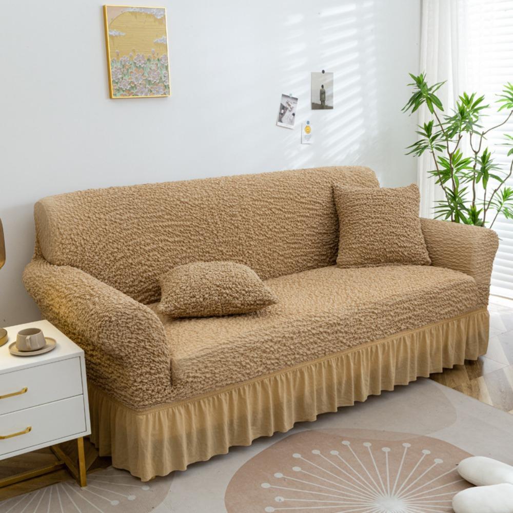 Чехол для дивана в скандинавском стиле Cream Cloud Seersucker, эластичный, всеобъемлющий, кружевной чехол для дивана