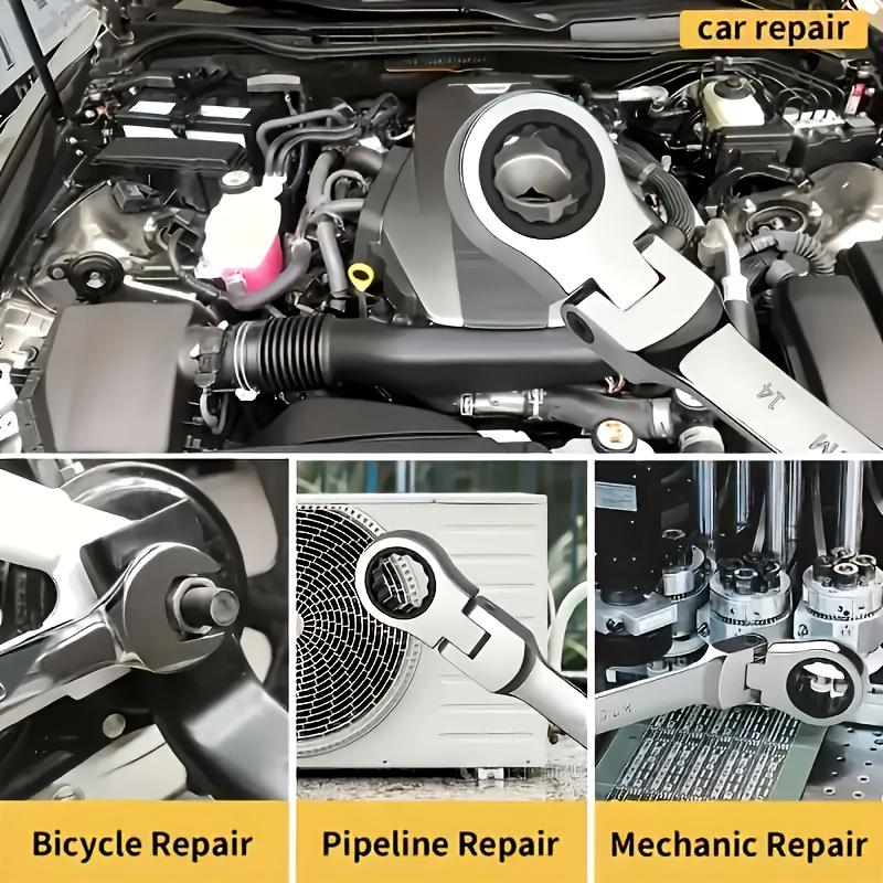 Multi-Functional Ratchet Wrench, 72 Teeth, 180 ° Rotational Design, Durable Chromium-Vanadium Steel, Suitable for Automobile Maintenance, Bicycles