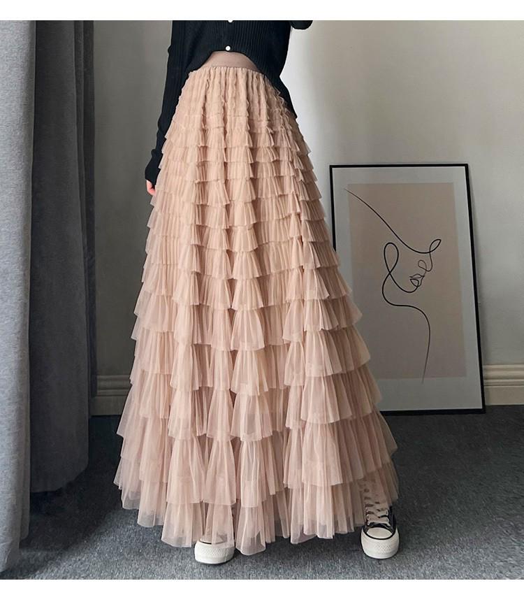 Весна и осень 2023 Белая юбка-фея из плиссированной марли для женщин