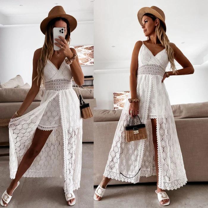 2021 Spring/Summer Women's Lace Suspender Sexy Shorts & Cape Jumpsuit