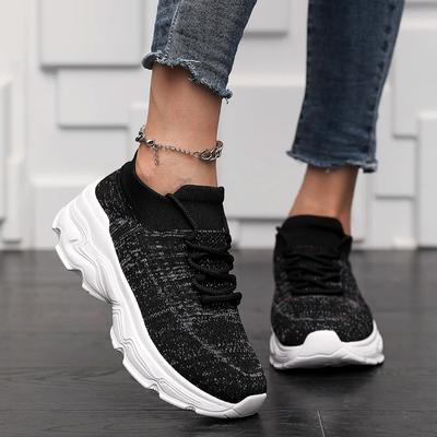 Женские дышащие кроссовки, кроссовки для фитнеса, спортивная повседневная обувь, туфли с низким вырезом и толстой подошвой, носки на одной ноге
