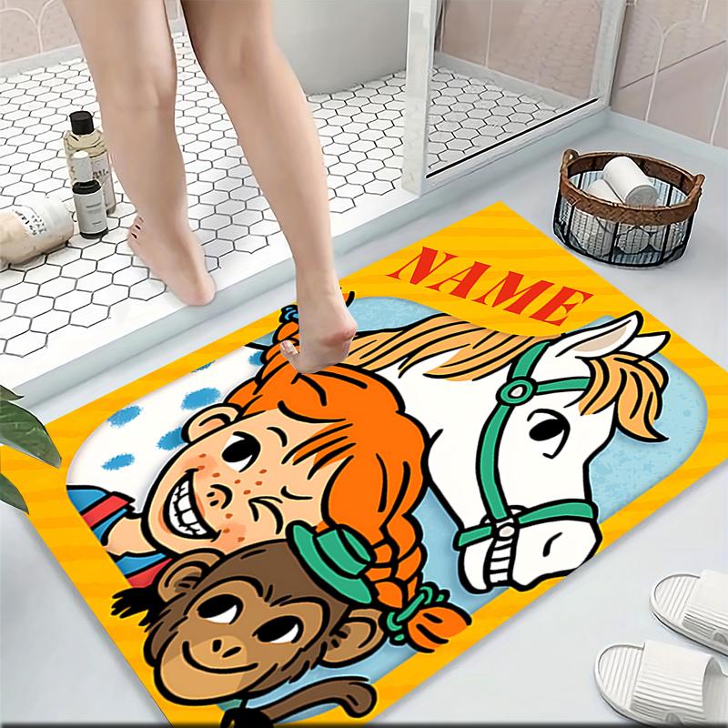 Custom Name Pippi Horse Adventure Carpet Rug Customizable Soft Washable Anti-Slip Home Living Room Sofa Mats Personalized Rug. 0909326