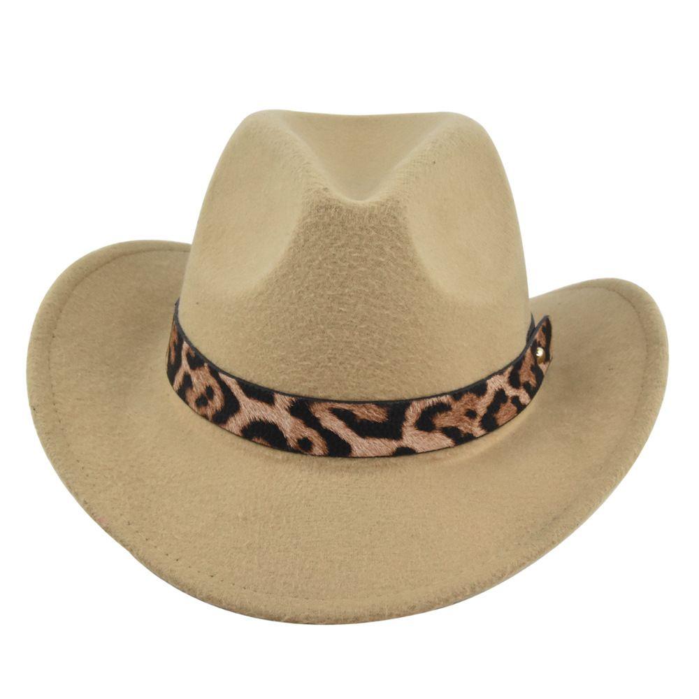 Классическая джинсовая шляпа, ретро джазовая шляпа с леопардовым принтом, кожаный ремень, шерстяная цилиндр, ретро имитация овечьей шляпы