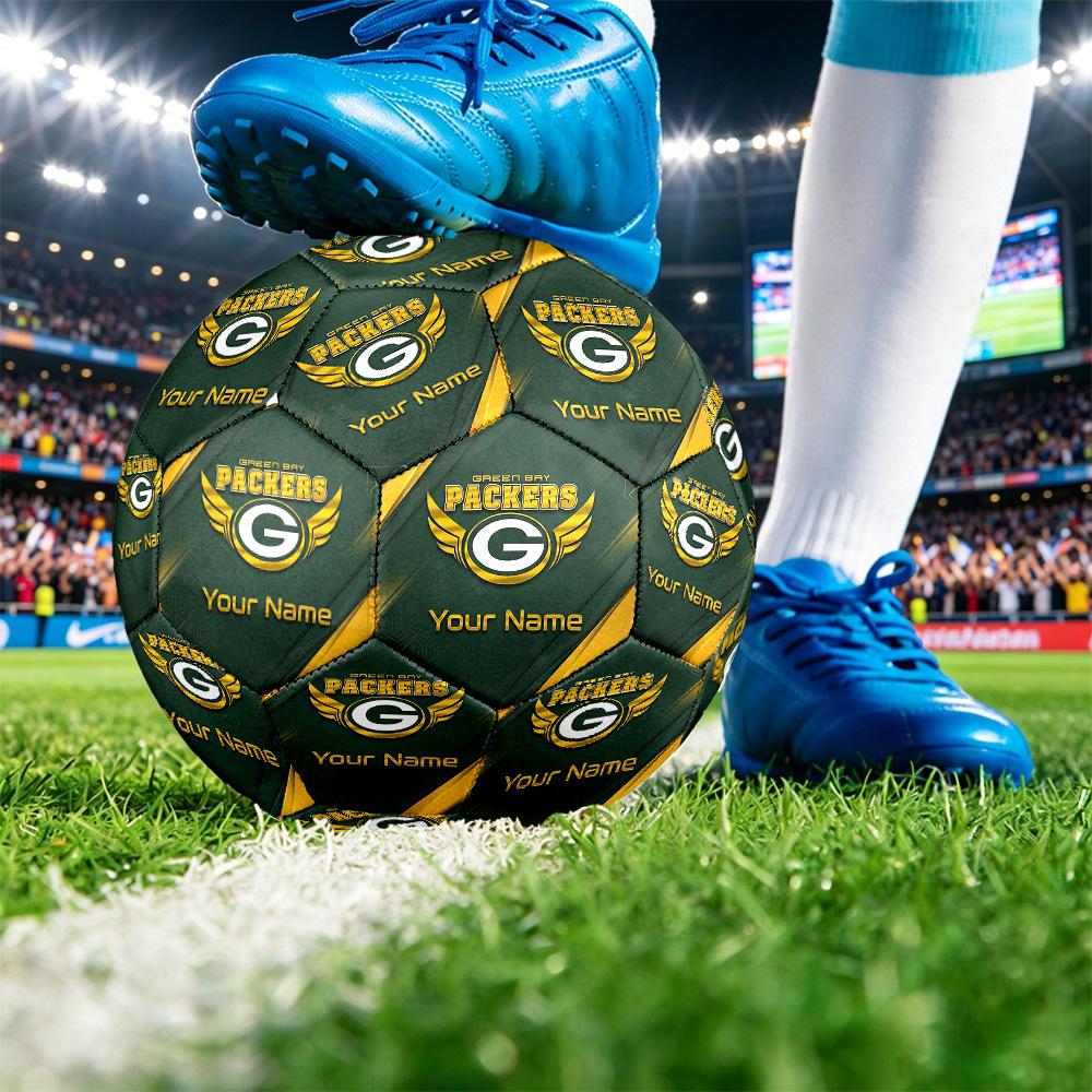 Green Bay Packers Size 5 Football, Custom Name Text Personalized Soccer Ball Sport Training Gift