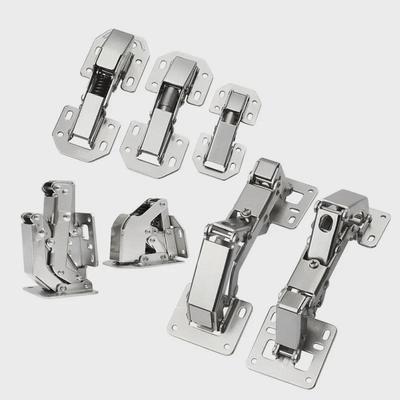 Бесшумные гидравлические петли: Петли с демпфирующим эффектом, без проколов, с буфером, с несколькими характеристиками для шкафов и обувниц.