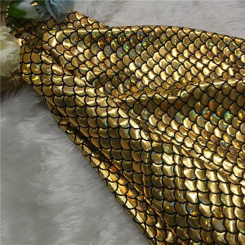 Ткань с блестками под рыбью чешую, эластичная, для DIY, костюмов для сценических выступлений, украшения свадебной вечеринки, шитья, ткани для купальника русалки