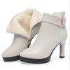 Women High Heels Genuine Leather Women Ankle Boots Autumn Winter Platform Plush Ladies Boots Brand Fashion Women Shoes