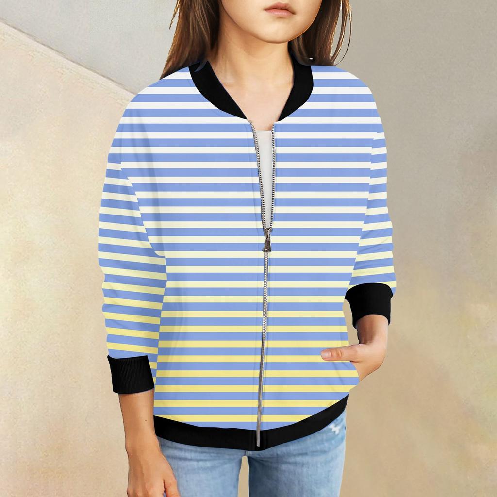 Куртки на молнии для девочек, детские осенние толстовки с длинными рукавами, верхняя одежда с карманами 5-15 лет