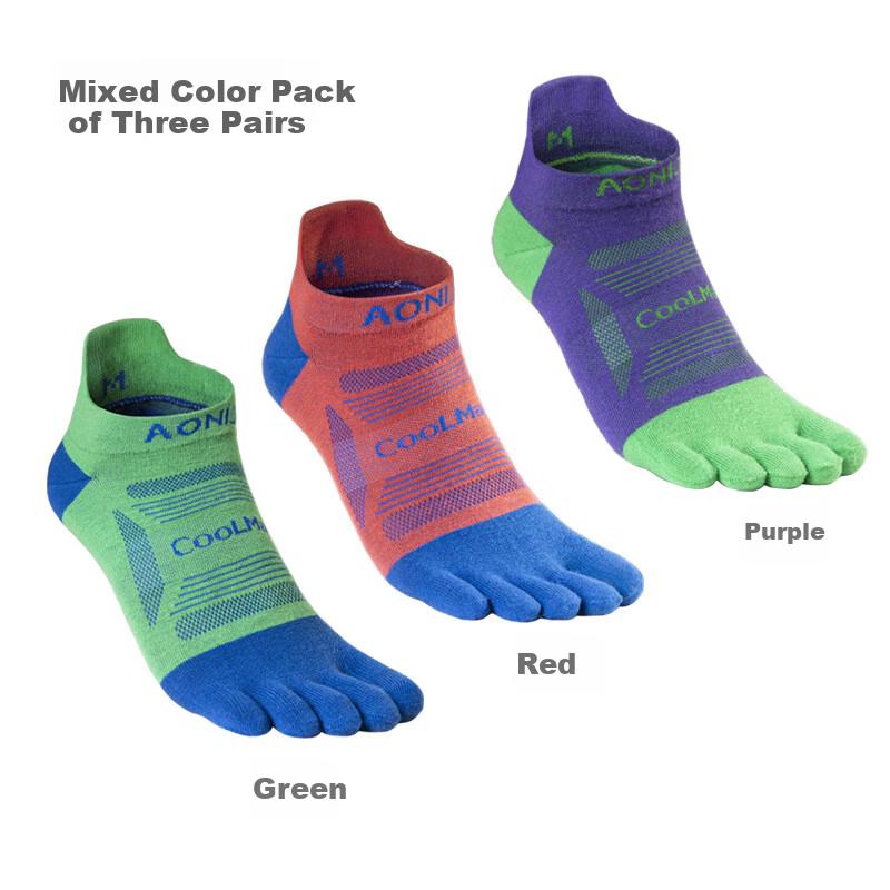 AONIJIE Marathon Running Five-Toe Socks Outdoor Hiking Unisex Breathable Trail Running Anti-Slip Sports Socks