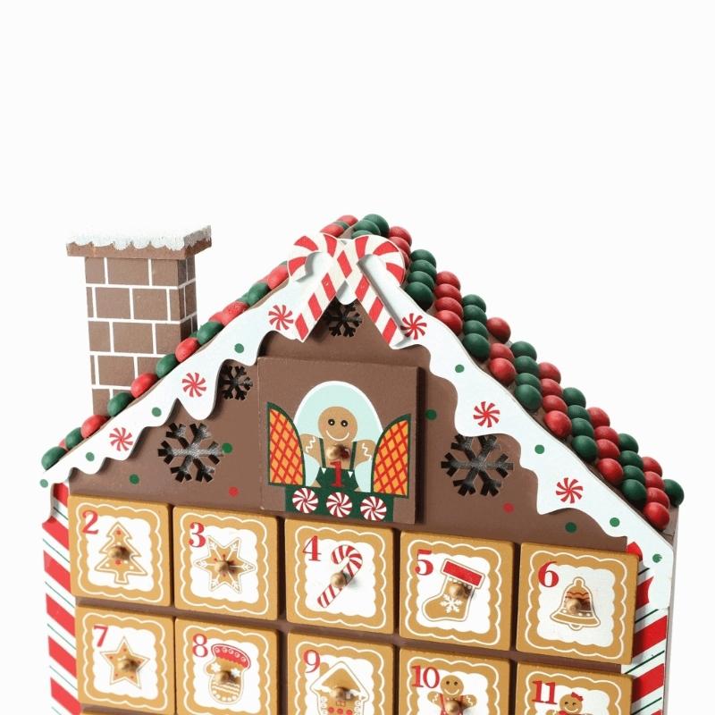 Wooden House Christmas Calendar With 24 Numbered Drawers For Storage Candy Chocolate Jewelry Gifts Holiday Decoration