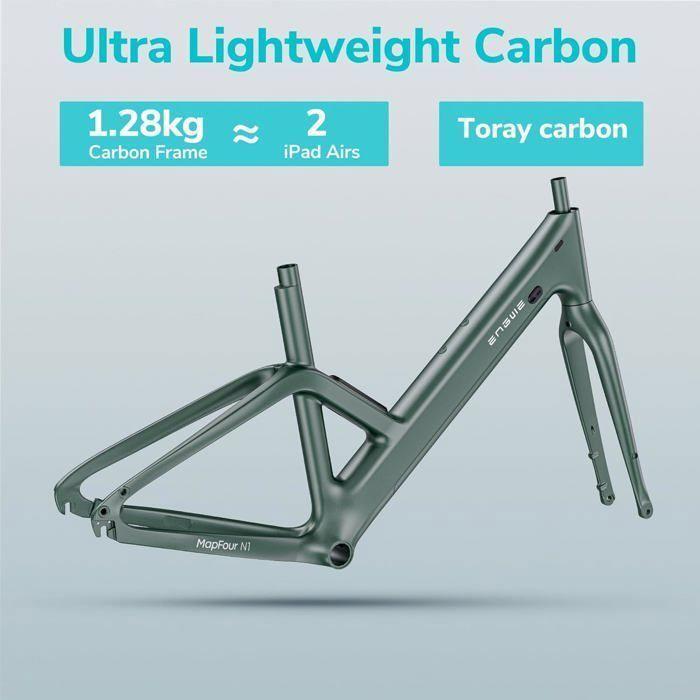 ENGWE N1 Air ST - Vélo Électrique 28'' - Cadre En Fibre De Carbone - Autonomie 100 Km - Batterie 36V 10Ah - Freins À Disque - Gris