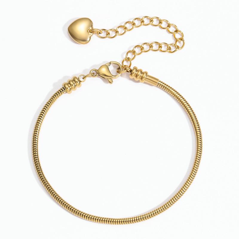 Stainless Steel 18K Gold Cartilage Snake Bone Chain Retro Jewelry Bracelet Summer Women'S High-End Sense Simple Love Women'S Bracelet