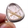 Natural Golden Rutile Gemstone 925 Solid Sterling Silver Jewelry Ring S.8 A2l85