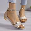 Women's Sandals 2025 Summer New Fashion Crystal Party Shoes for Women Comfortable Open Toed Thick Heel Sandals Sandalias