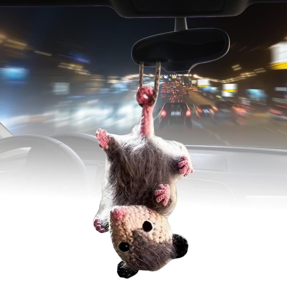 Pendant Car Hanging Ornament Crochet Screaming Possum Ornament Car Mirror Decor Rearview Mirror