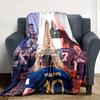 Parisian Football Celebration Blanket Soft Warm Cozy Great for Office Sofa Picnics for All Seasons Digital Print