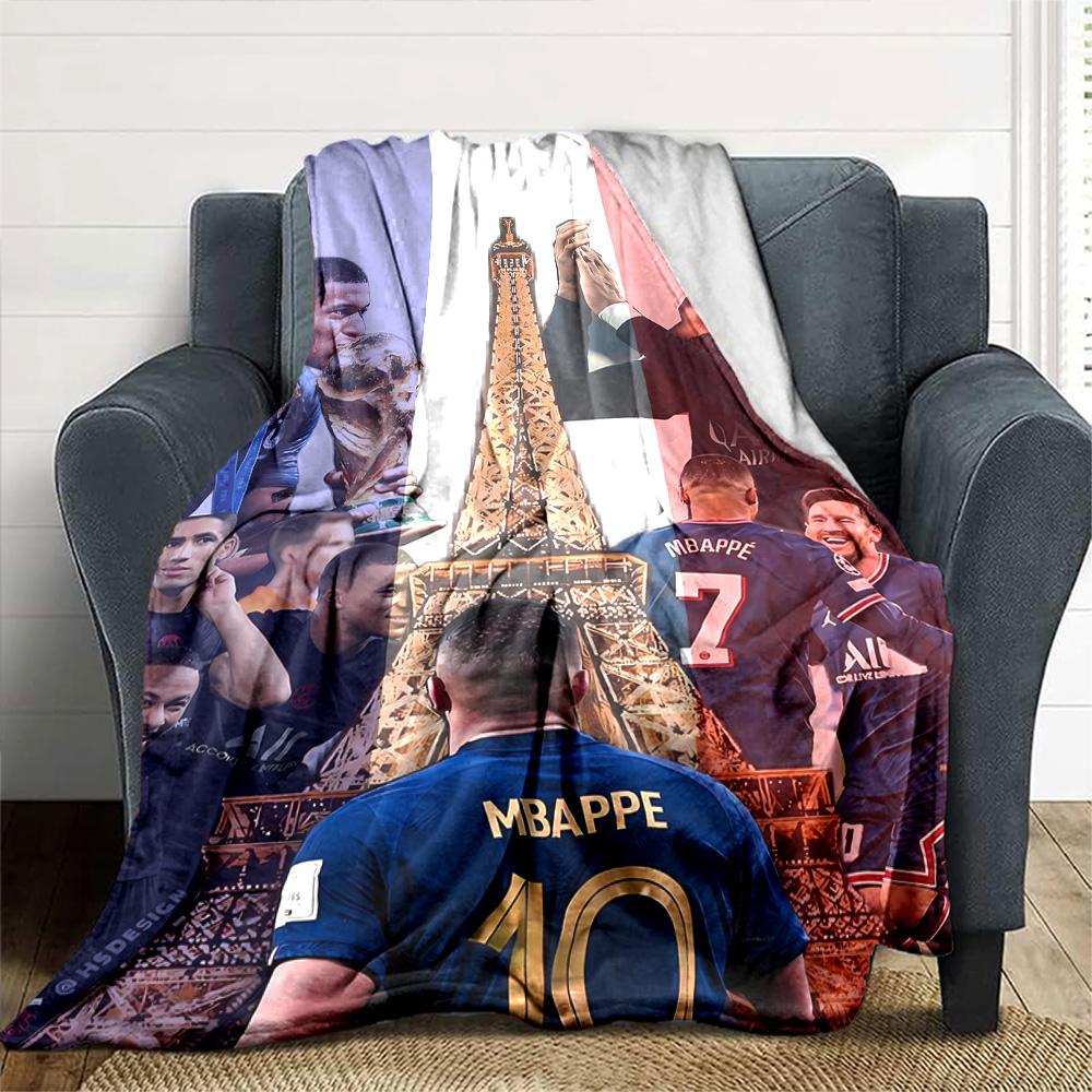 Parisian Football Celebration Blanket Soft Warm Cozy Great for Office Sofa Picnics for All Seasons Digital Print