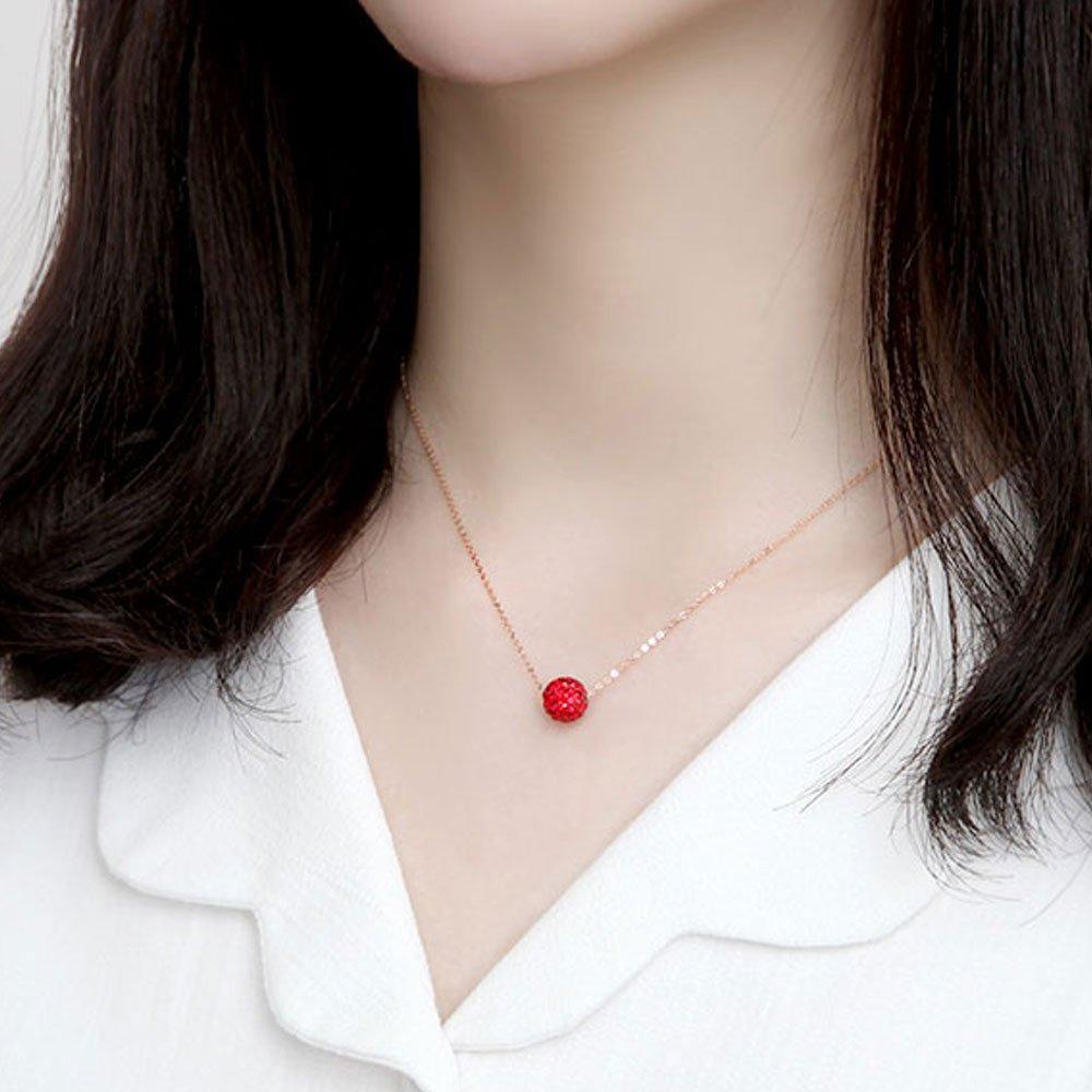 14K Rose Gold Necklace Birthstone Color Mirror Ball (Choose 1)