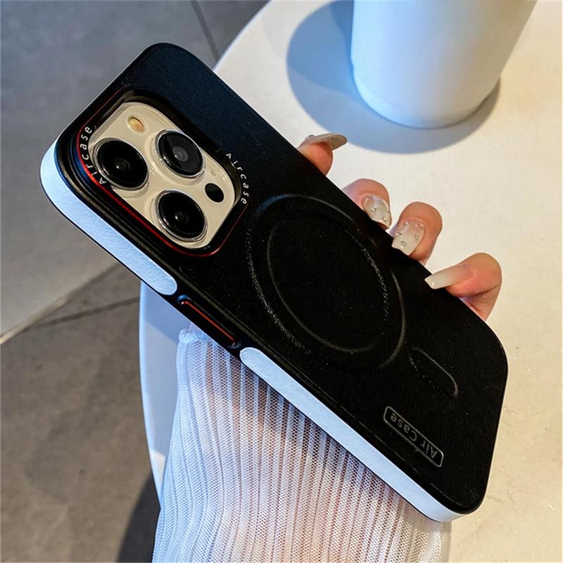 Роскошный однотонный кожаный чехол для беспроводной зарядки Magsafe для iPhone 16 15 14 13 12 Pro Max, магнитный матовый противоударный чехол для телефона