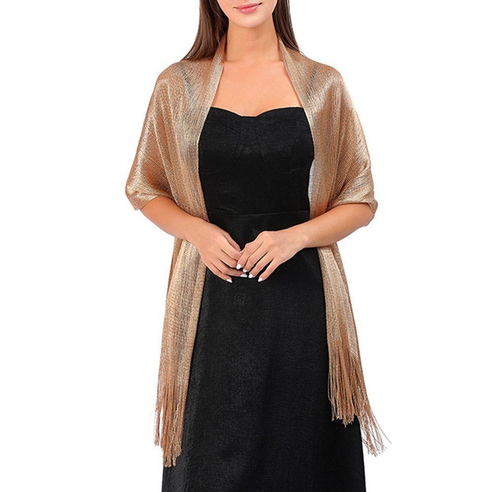 Bridesmaid Temperament Golden Silvery Wire Bridal Shawls Wedding Scarf Dresses Shawls Evening Scarf