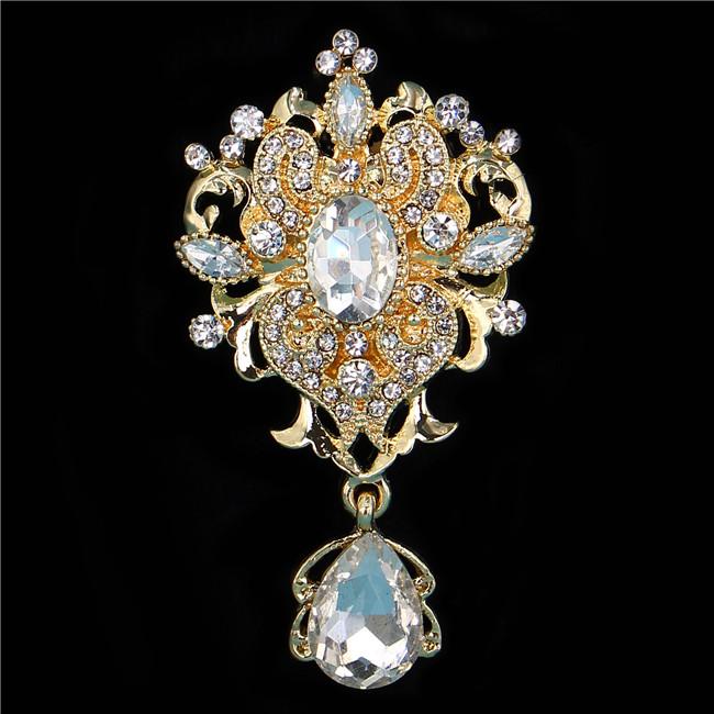 DIEZI Luxury Fashion Flower Bridal Brooches for Women Ladies Wedding Crystal Rhinestone Bouquet Brooch pins Dress Accessories