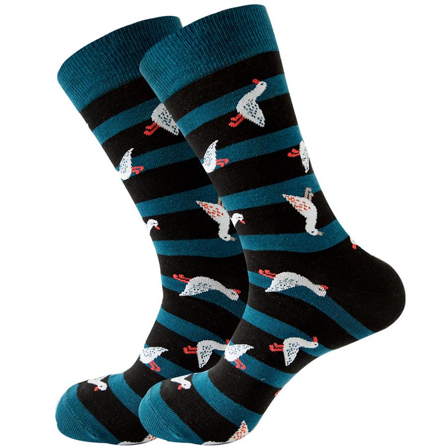 1 пара мужских носков с героями мультфильмов, удобные теплые носки с изображением утки, кокосовой пальмы, пончика, модные носки, подарочные носки в виде торта, полосатые рождественские подарки