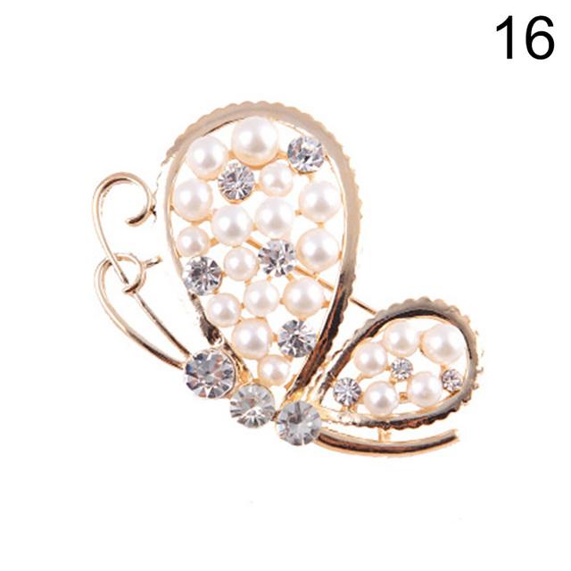 Fashion Jewelry High Quality Gold Color Brooch Pins Crystals Imitation Pearl Flower Brooch Women Wedding Party Accessories