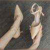 Fashion Summer Wedding Shoes Ladies Pointed Toe High Heels Slingback High Heels Ladies Prom Stilettos Baotou Buckle Strap