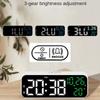 LED Voice Control Digital Alarm Clock Temperature Date Day of the Week Display Dual Clock Countdown 12/24H Use Desktop Clock