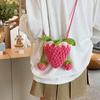 Knitted Shoulder Bag Crochet Crossbody Lovely Decorative Strawberry Shaped Handbag Purse for