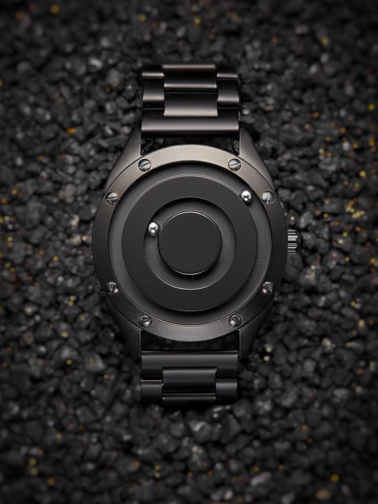 Парные магнитные часы с шарикоподшипником, кварцевые часы, минимализм, повседневные, водонепроницаемые, 40 мм, черный циферблат, черный браслет из нержавеющей стали [EUTOUR] мужские