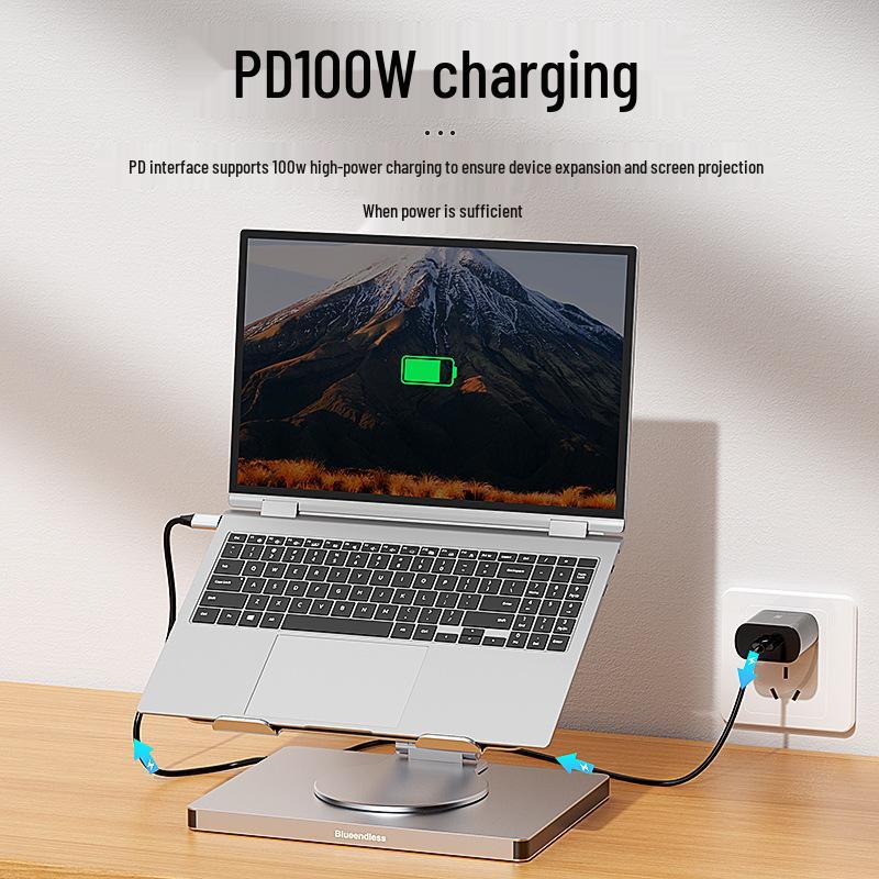 Вращающаяся складная док-станция для ноутбука с портами HDMI, Gigabit Ethernet, USB 3.0 и расширением-подставкой для планшета